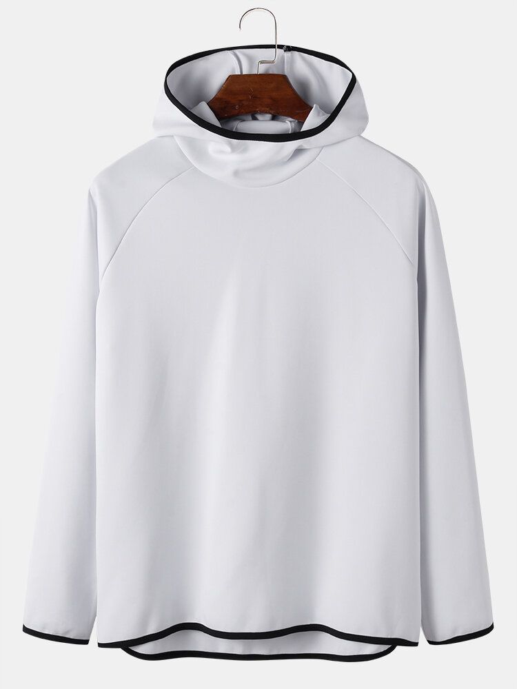 Einfarbige Fitness-sport-overhead-hoodies Mit Raglanärmeln Für Herren