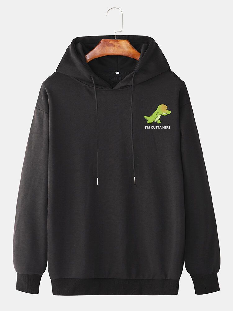 Lässige Kapuzenpullover Mit Kordelzug Aus Baumwolle Für Herren Mit Cartoon-dinosaurier-buchstabendruck