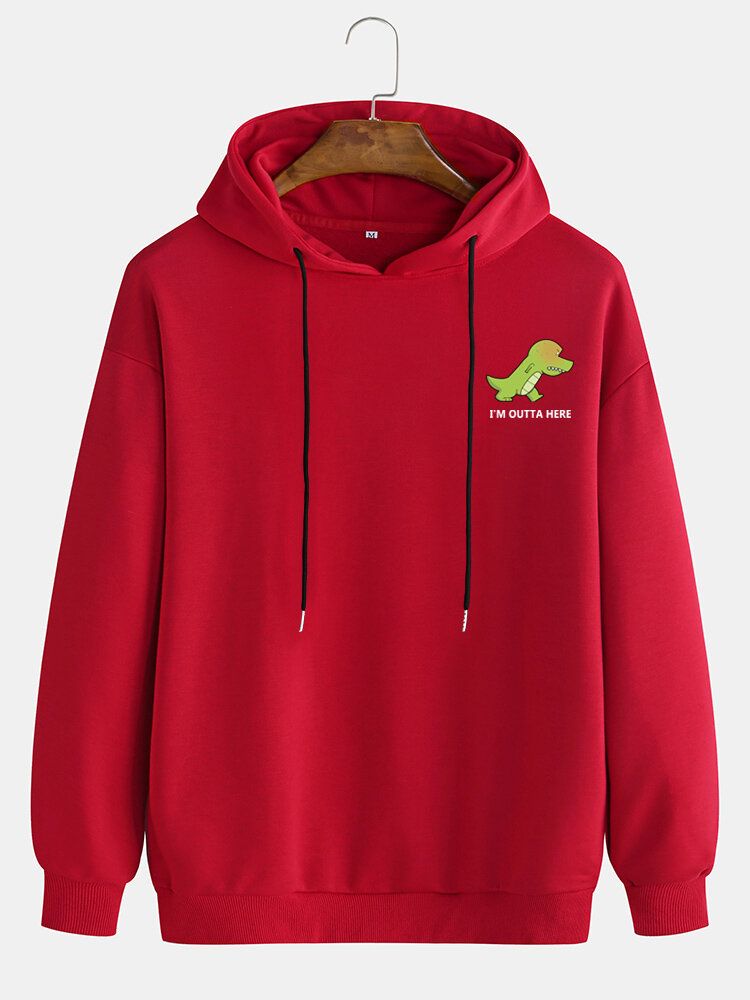 Lässige Kapuzenpullover Mit Kordelzug Aus Baumwolle Für Herren Mit Cartoon-dinosaurier-buchstabendruck