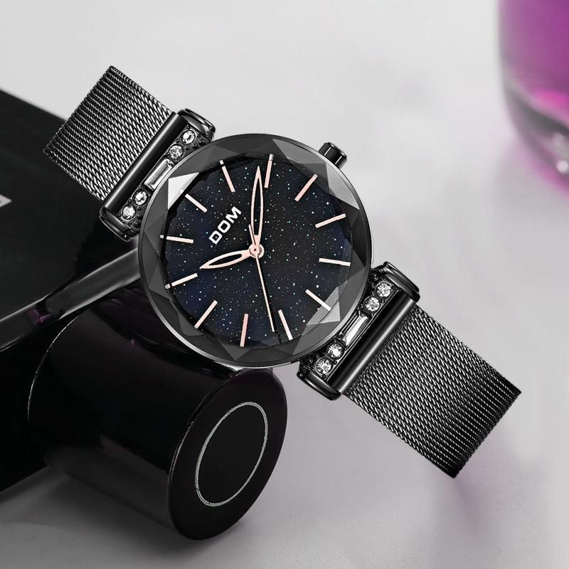 Fashion Damenuhr Sternenhimmel Zifferblatt Hardlex Glas Edelstahlarmband Quarzuhr