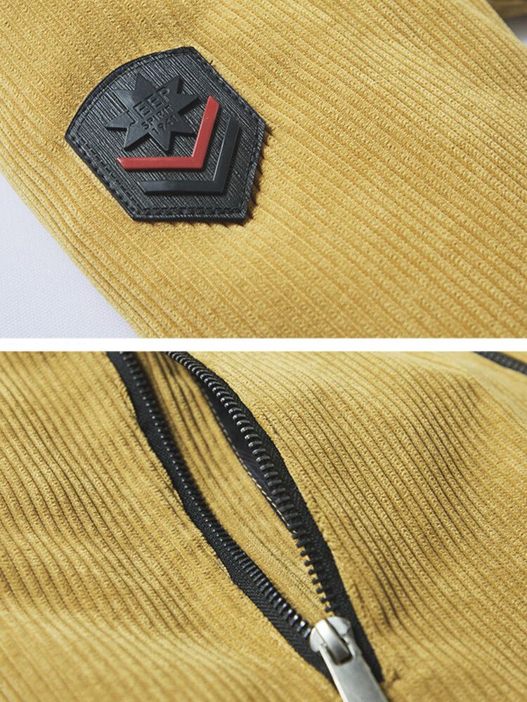 Herren-vintage-cordsamt-volltonfarbe Verdicktes Fleece-revers Lässige Warme Jacke