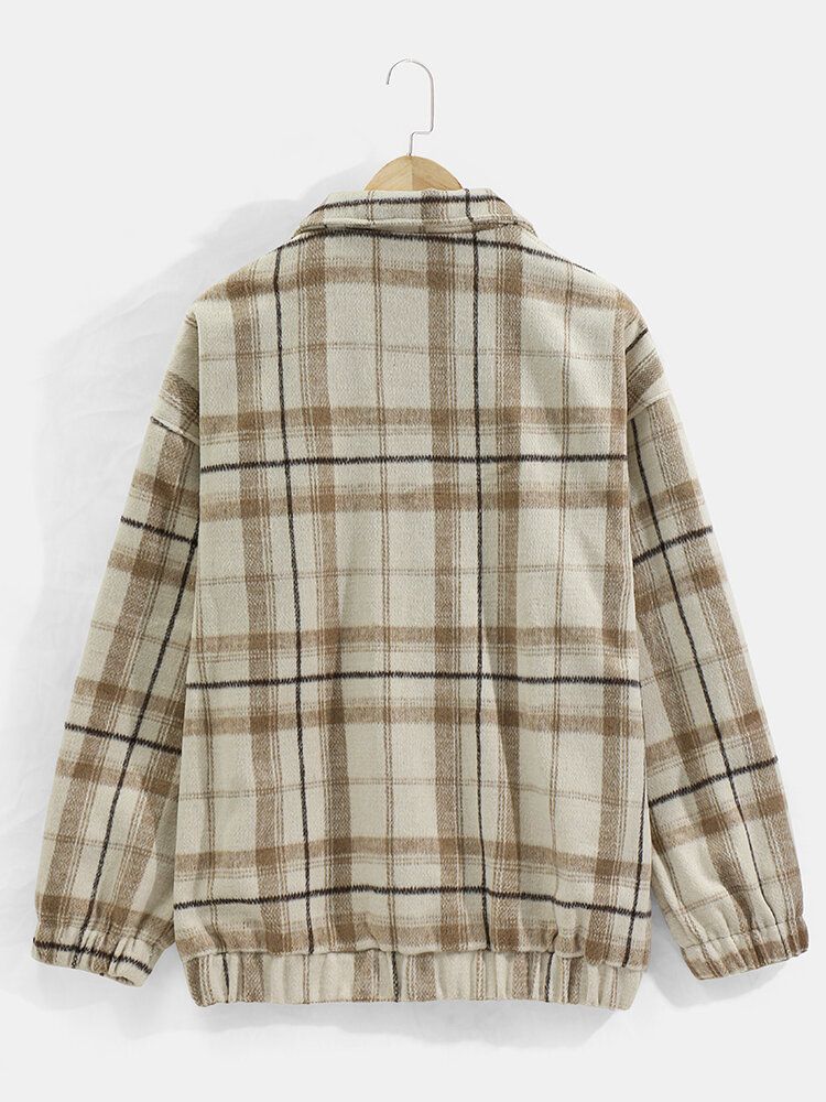Karierte Vintage-jacke Mit Knopfleiste Und Tasche Für Herren