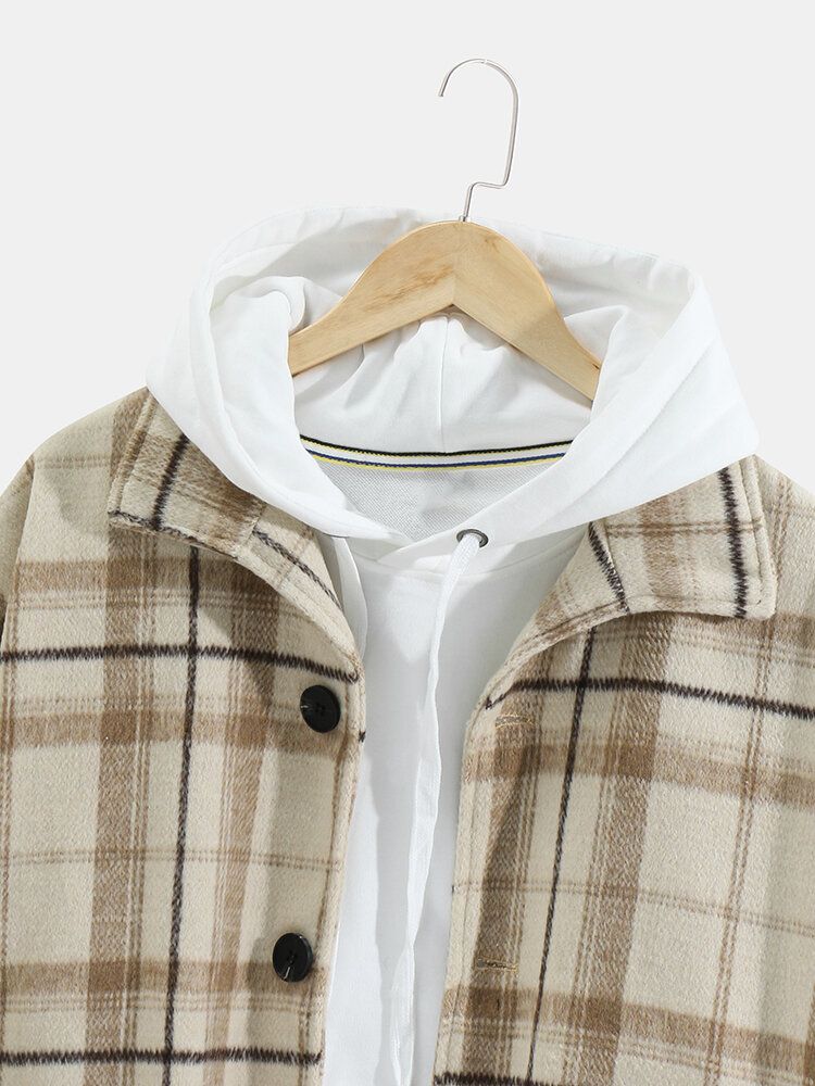 Karierte Vintage-jacke Mit Knopfleiste Und Tasche Für Herren
