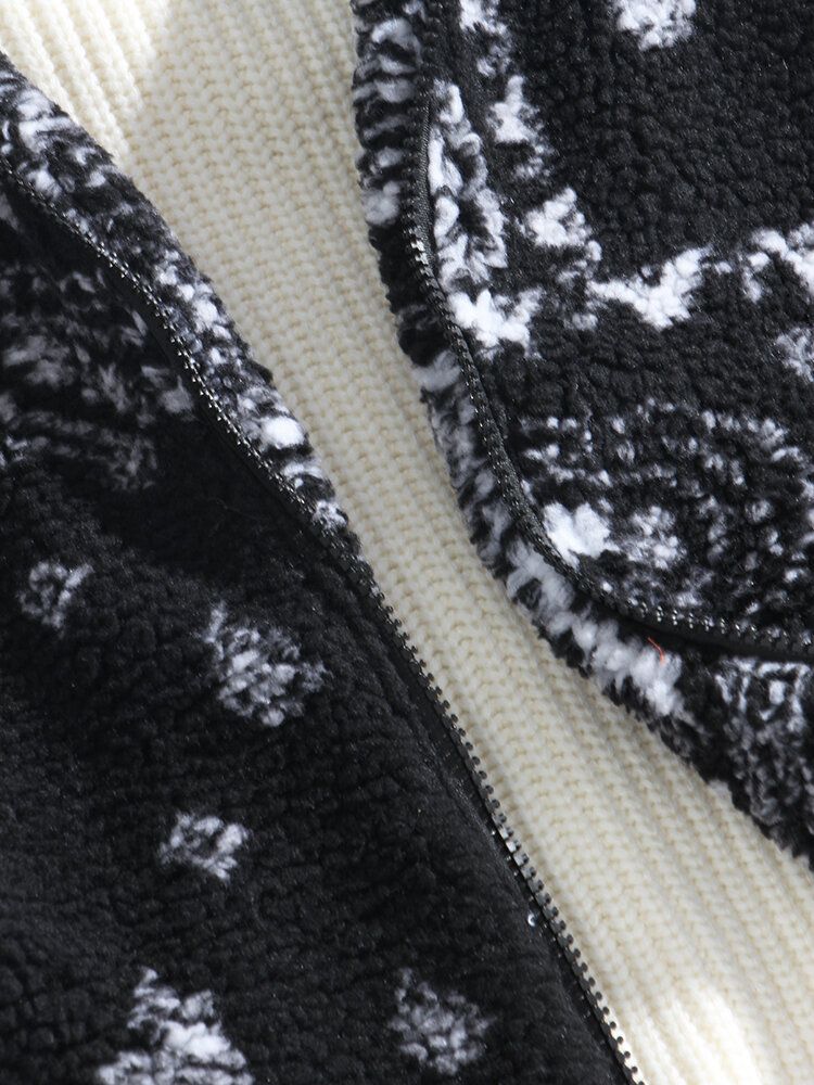 Warme Sherpa-kapuzenjacke Im Ethno-stil Mit Barockem Aufdruck Für Herren Mit Tasche