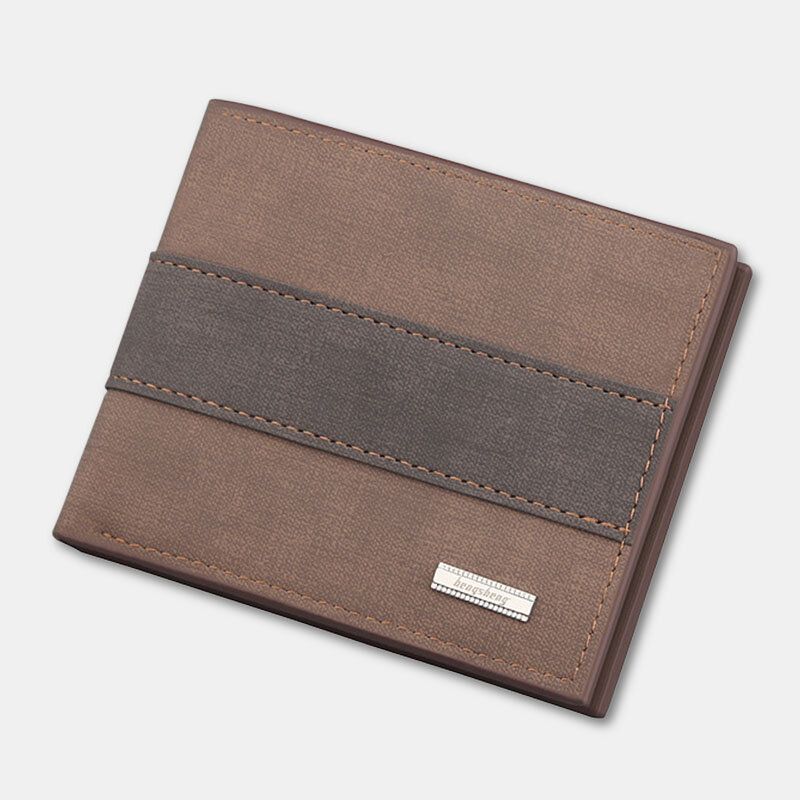 Herren Vintage Kunstleder Multi-slots Kartenetui Bifold Color Matching Short Wallet Purse