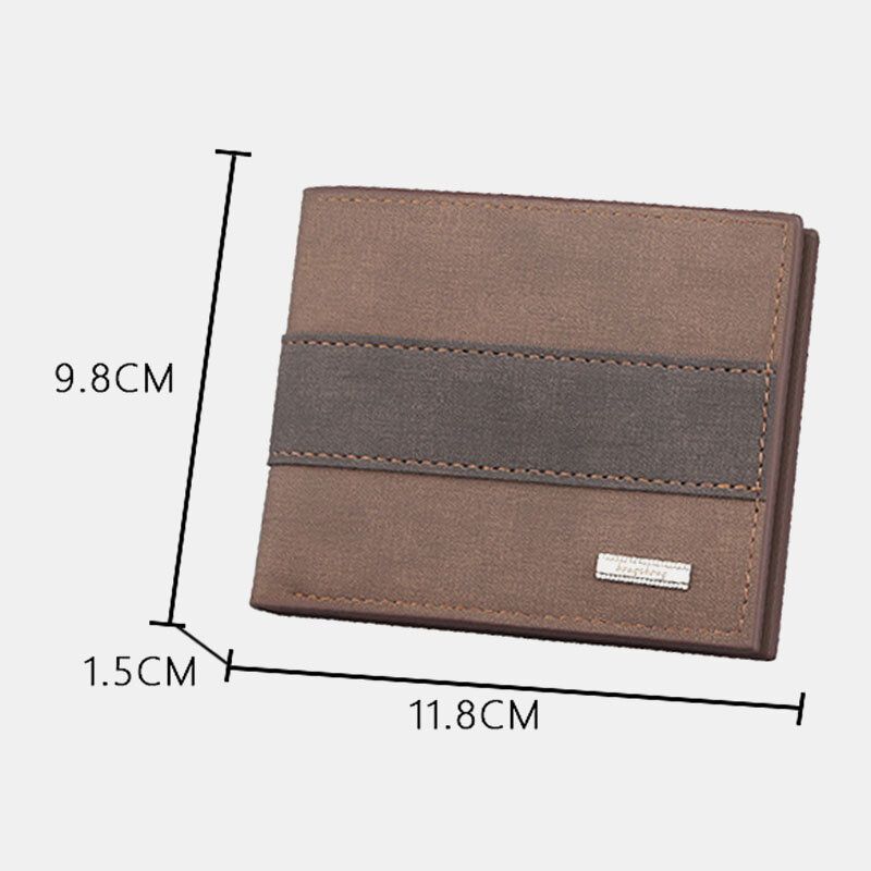 Herren Vintage Kunstleder Multi-slots Kartenetui Bifold Color Matching Short Wallet Purse