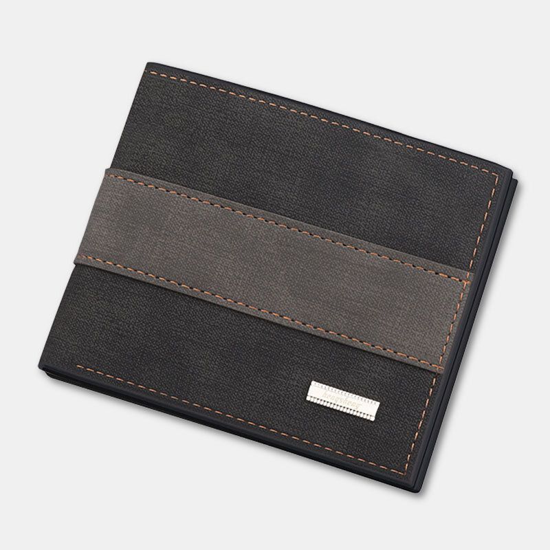 Herren Vintage Kunstleder Multi-slots Kartenetui Bifold Color Matching Short Wallet Purse