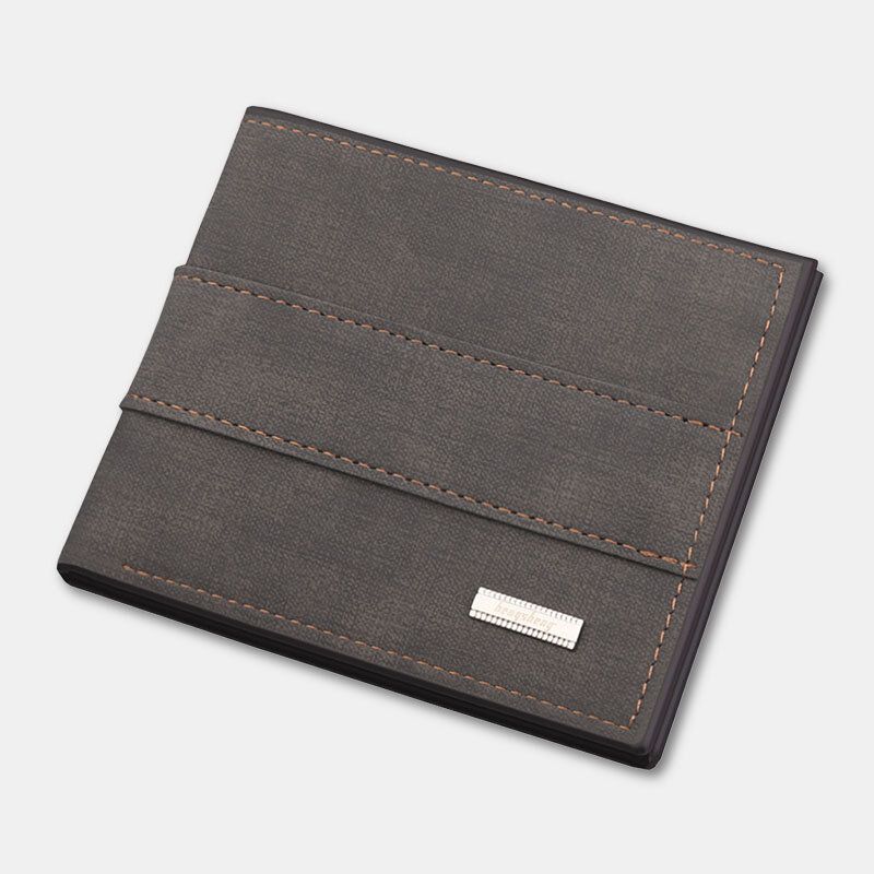 Herren Vintage Kunstleder Multi-slots Kartenetui Bifold Color Matching Short Wallet Purse