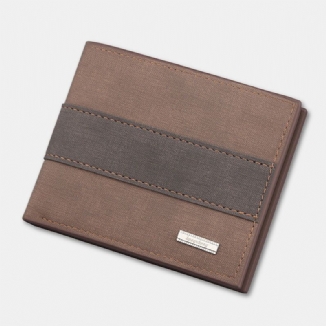 Herren Vintage Kunstleder Multi-slots Kartenetui Bifold Color Matching Short Wallet Purse
