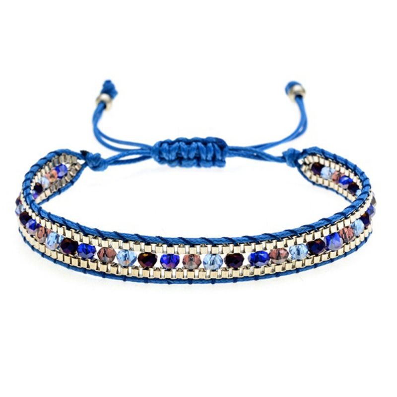 10 Farben-böhmisches Kristallperlen-armband Mehrschichtiges Seil Teleskopisch Justieren Frauen-armband