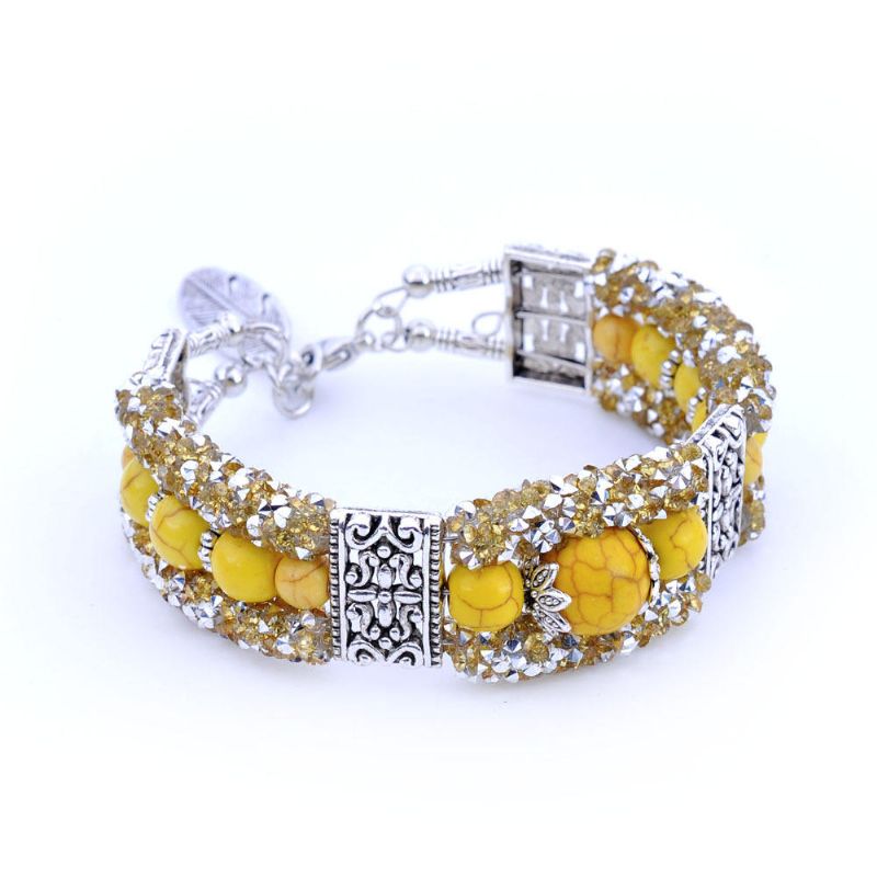 Vintage Bunte Strass Perlen Armband Türkis Armreif Geschenk Für Frauen