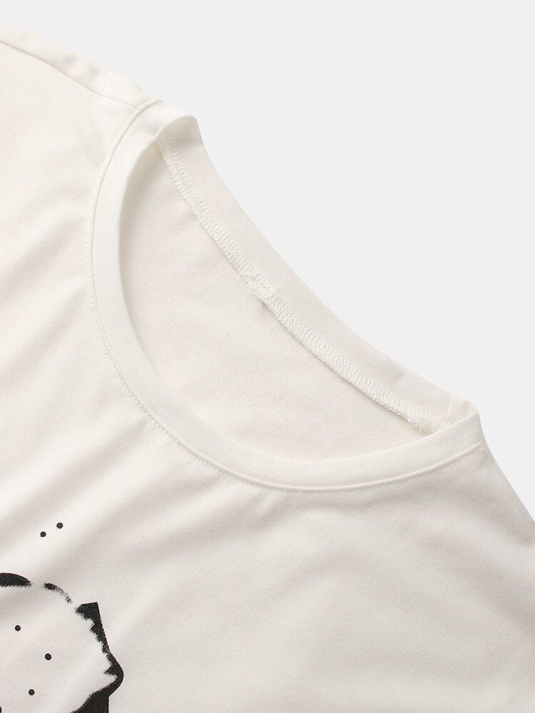 Kurzärmliges Baumwoll-t-shirt Mit O-ausschnitt Und Blumenmuster Für Herren