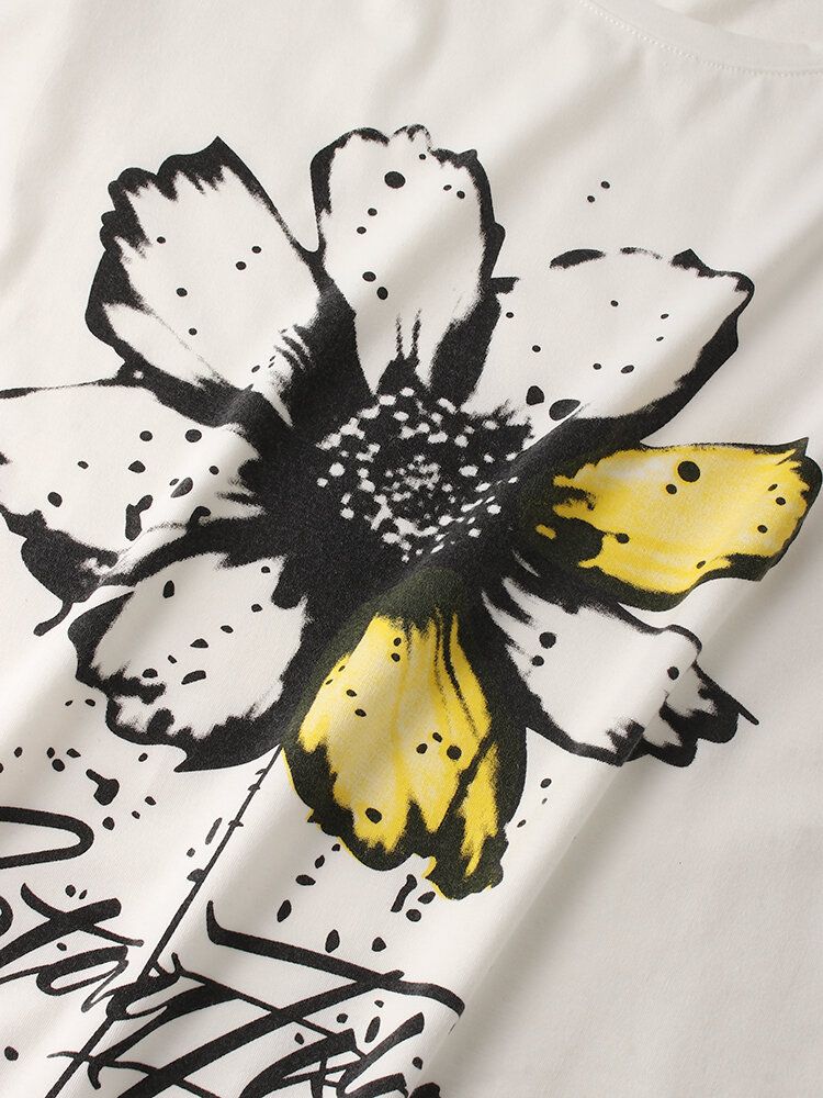 Kurzärmliges Baumwoll-t-shirt Mit O-ausschnitt Und Blumenmuster Für Herren