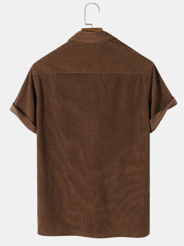 Einfarbiges Kurzärmliges Henley-hemd Mit Cord-revers Für Herren Im Basic-stil