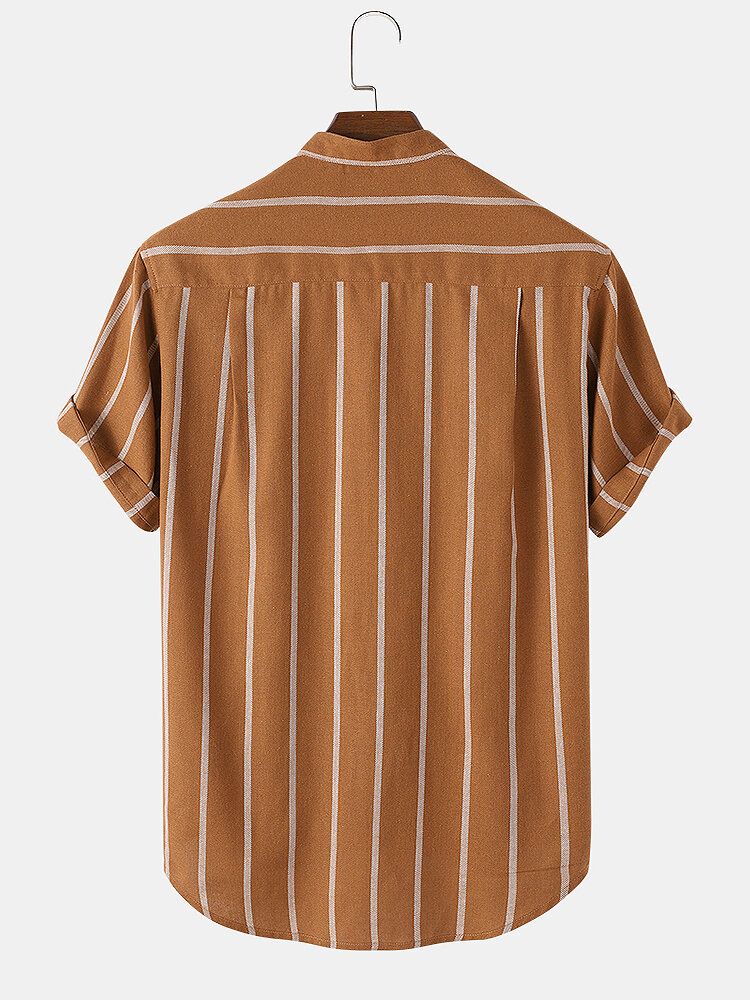 Vintage Gestreifte Lockere Bequeme Lässige Henley-hemden Für Herren