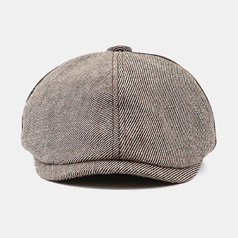 Herren British Contrast Color Stitching Octagonal Hat Retro Elastic Band Design Painter Cap Baskenmütze Schiebermütze