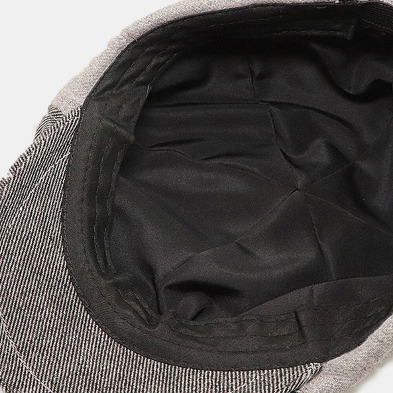 Herren British Contrast Color Stitching Octagonal Hat Retro Elastic Band Design Painter Cap Baskenmütze Schiebermütze