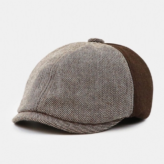 Herren British Contrast Color Stitching Octagonal Hat Retro Elastic Band Design Painter Cap Baskenmütze Schiebermütze