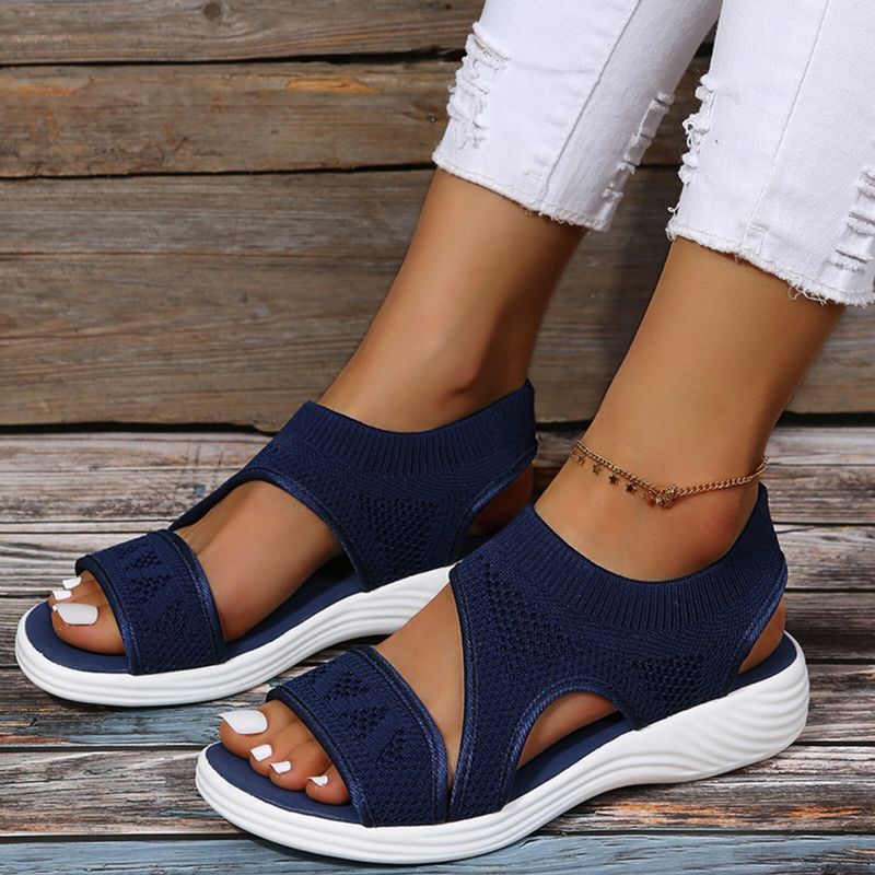 Bequeme Lässige Gestrickte Atmungsaktive Stretch-sportsandalen In Übergröße Für Damen