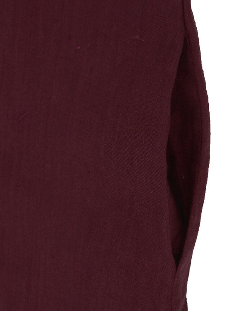 Frauen Langarm Solid Color Stickmuster Vintage Knöchellangen Midi-kleider