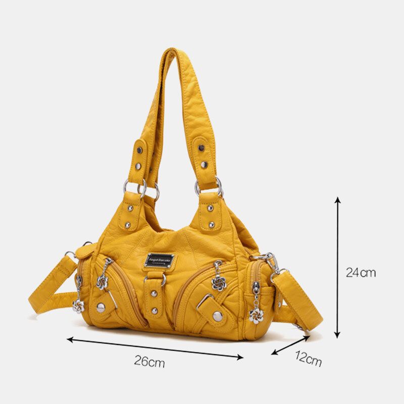 Angel Kiss Damen Pu-leder Vintage Multi-pocket Convertible Anti-diebstahl Umhängetasche Umhängetasche Handtasche