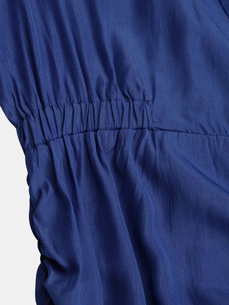 Frauen Geraffte Cinch-revers Vorne Lässige Langarm-minikleider