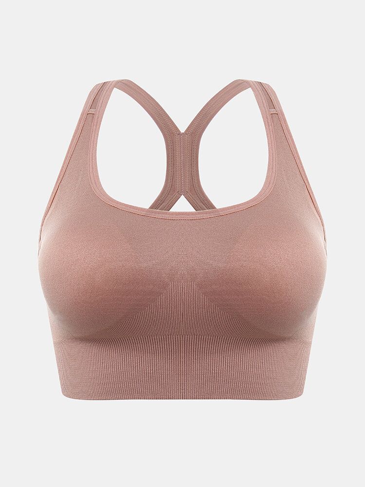 Einfarbiger Nahtloser Kabelloser Yoga-sport-bh Für Damen