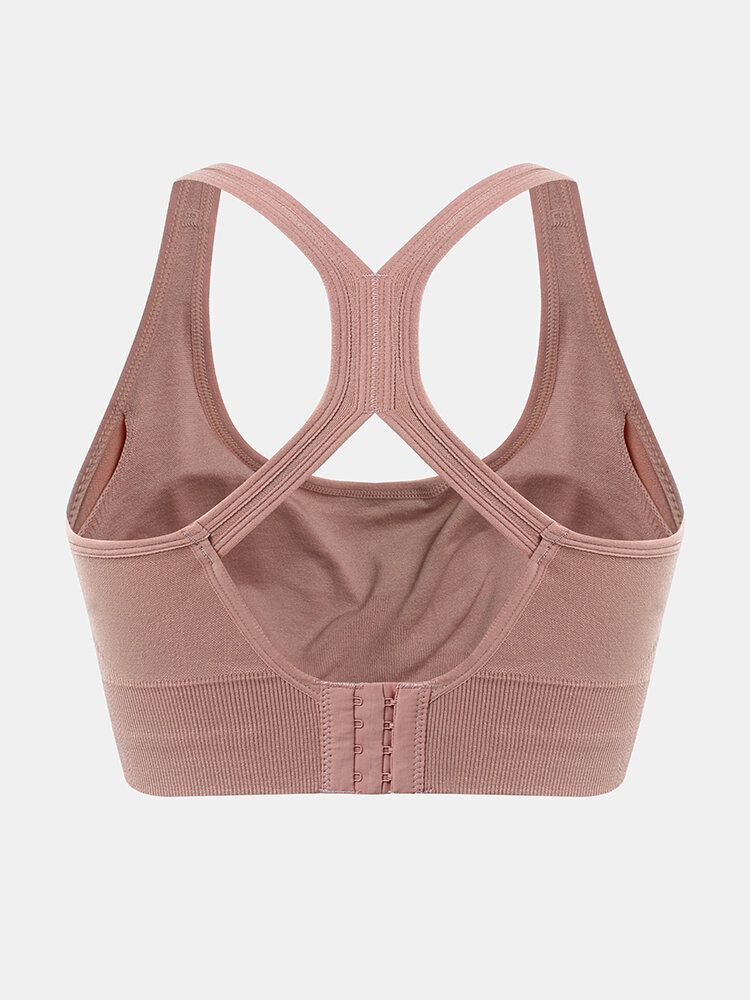 Einfarbiger Nahtloser Kabelloser Yoga-sport-bh Für Damen