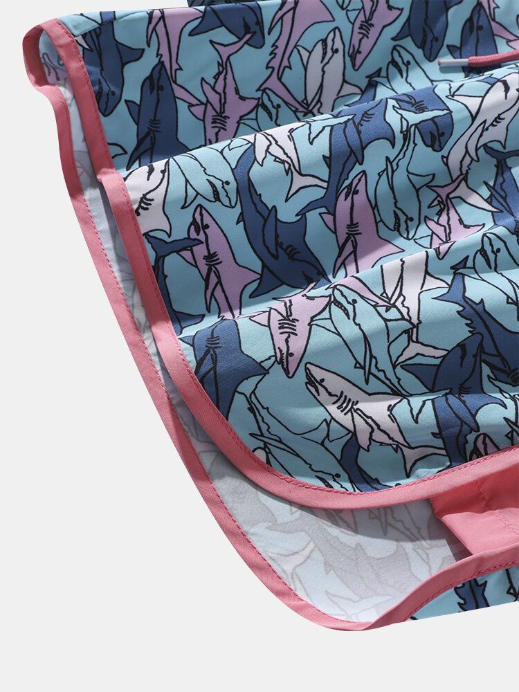 Herren Allover Shark Graphic Hit Feuchtigkeitsableitende Sportshorts