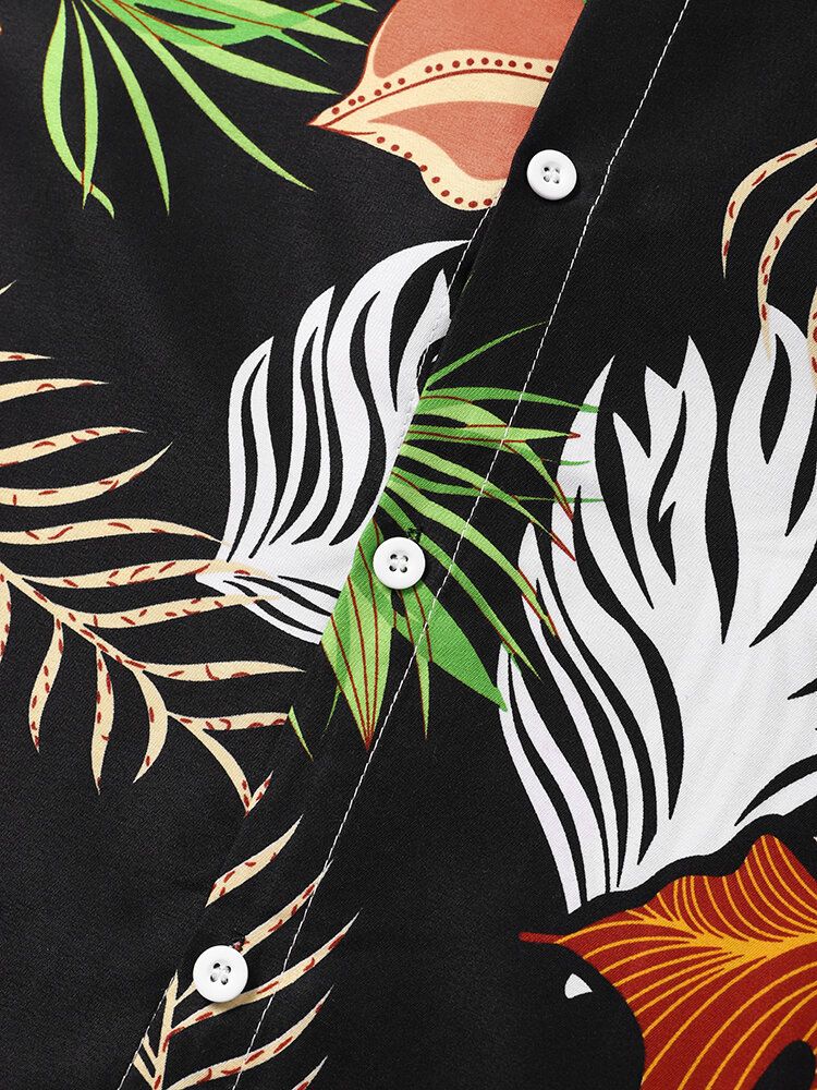 Männer Vintage Tropical Leaf Multi Color Alle Abgestimmten Kurzarm-freizeithemden