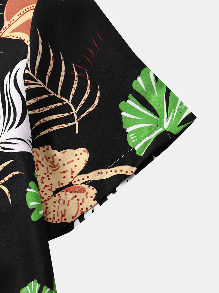 Männer Vintage Tropical Leaf Multi Color Alle Abgestimmten Kurzarm-freizeithemden