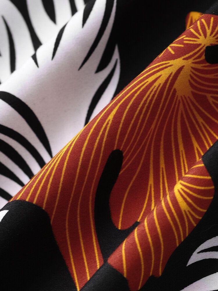 Männer Vintage Tropical Leaf Multi Color Alle Abgestimmten Kurzarm-freizeithemden